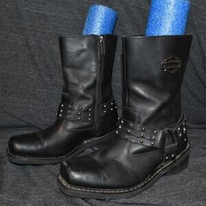 Harley Davidson Motorcycle Women's 7.5M Boots Black Studded Leather
